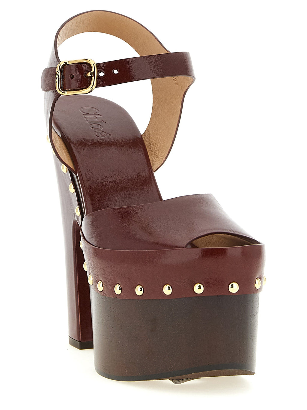 Chloé Bordeaux Lamb Leather Stiletto Heel Sandals Chloé