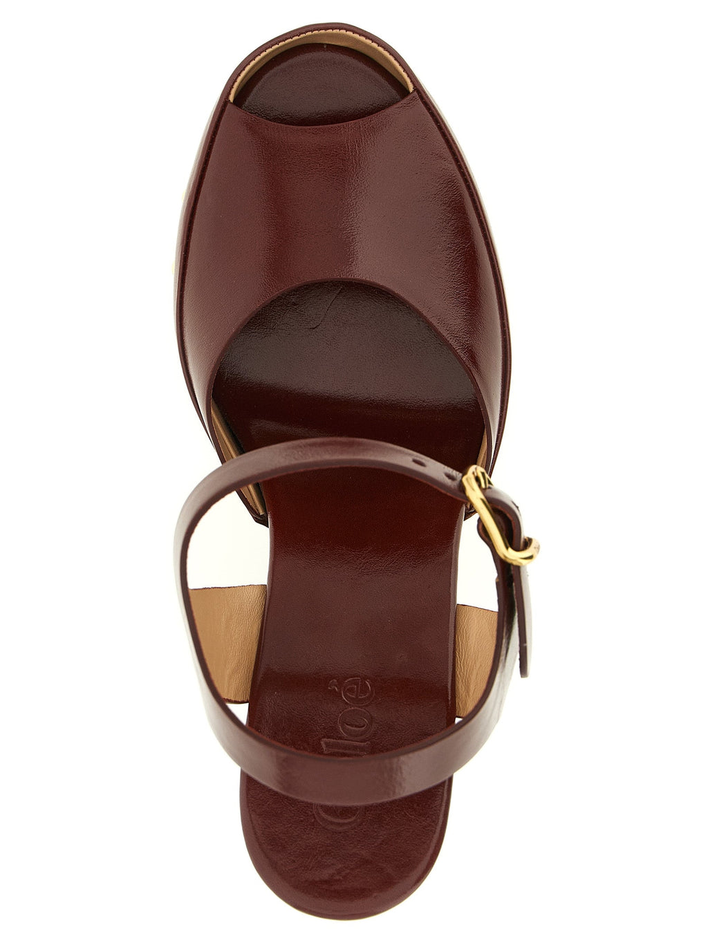 Chloé Bordeaux Lamb Leather Stiletto Heel Sandals