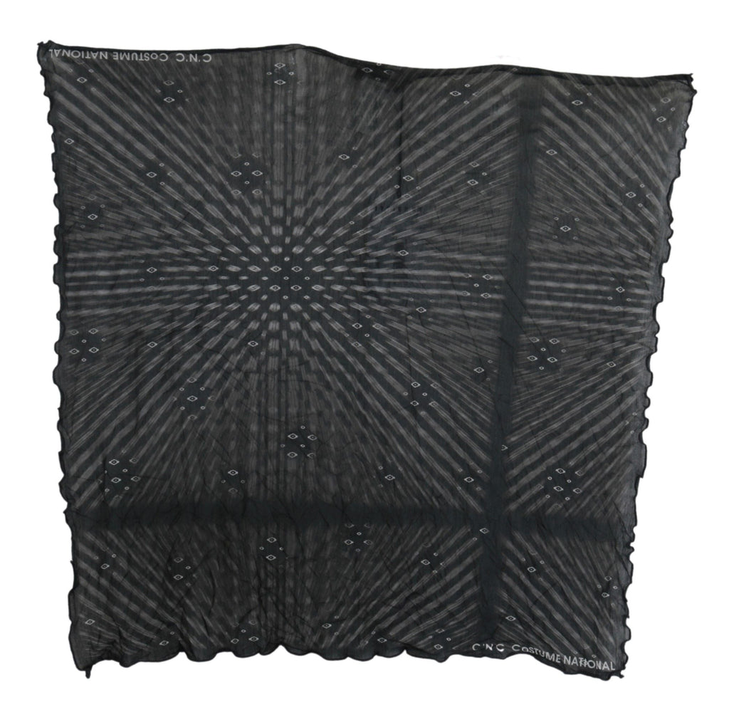Costume National Black Gray Viscose Foulard Branded Scarf
