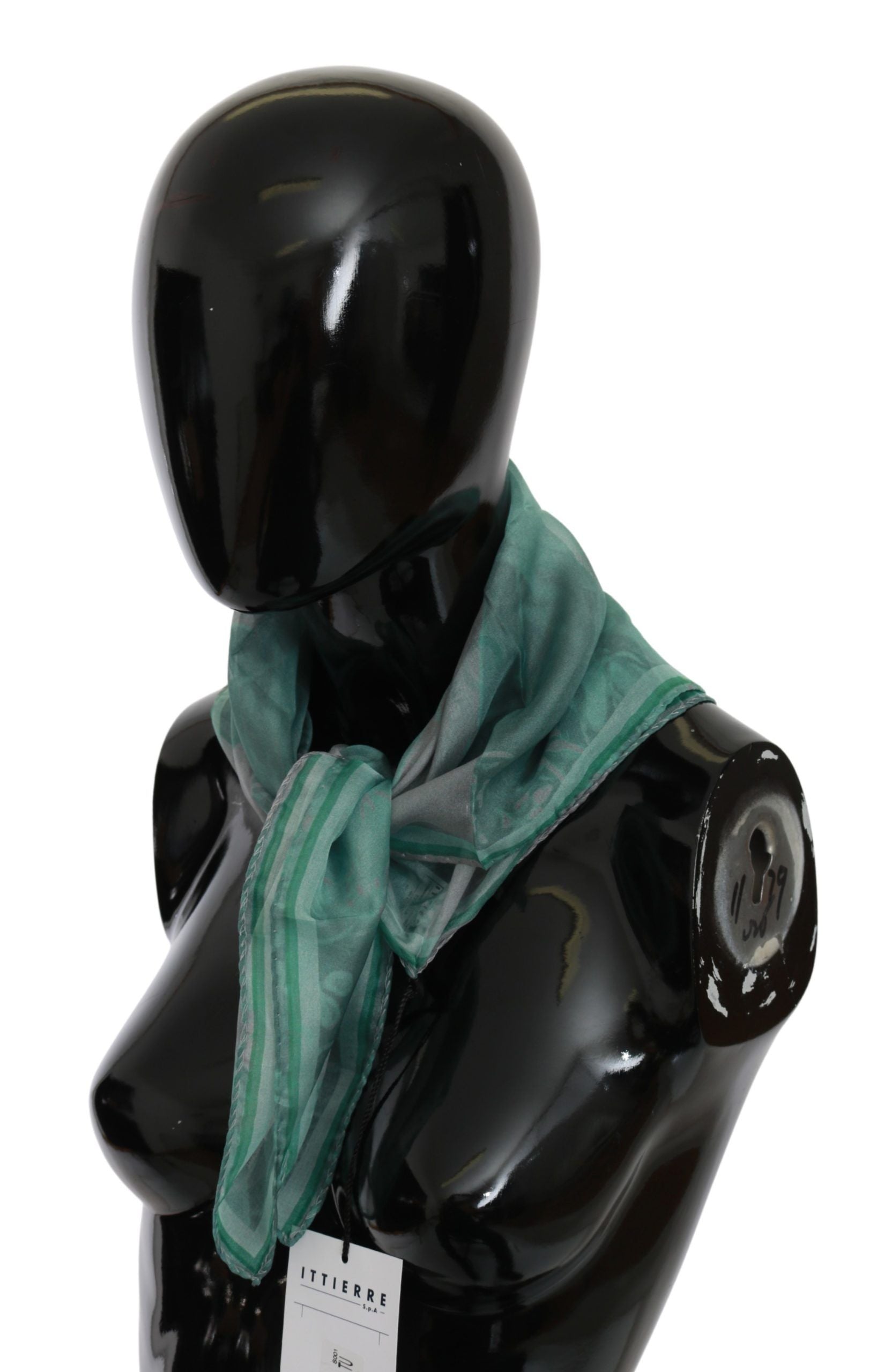 Costume National Green Silk Shawl Foulard Wrap Scarf