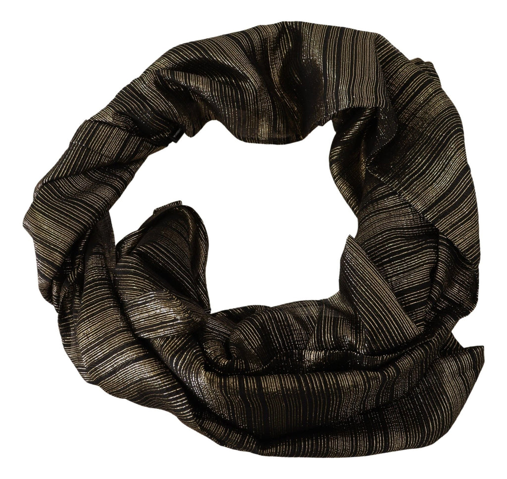 Dolce & Gabbana Metallic Gold Silk Stretch Shawl Wrap Scarf