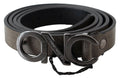 Costume National Dark Brown Leather Letter Logo Buckle Belt