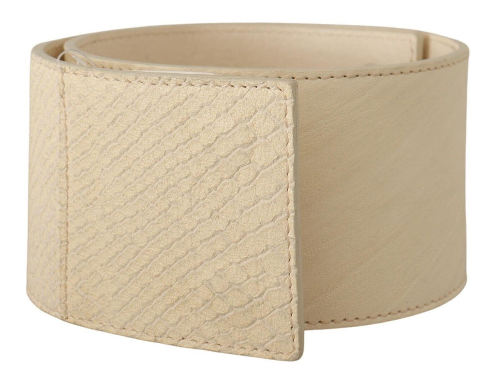 GF Ferre White Waxed Cotton Wide Fashion Belt