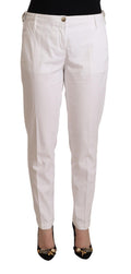 Jacob Cohen White Mid Waist Tapered Birgitte Pants
