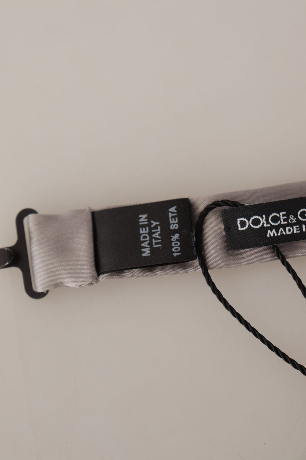 Dolce & Gabbana Silver 100% Silk Slim Adjustable Neck Papillon Tie