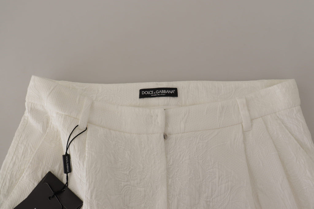 Dolce & Gabbana White High Waist Culotte Cotton Shorts