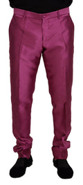 Dolce & Gabbana Pink Silk Slim Trousers Dress Formal Pants