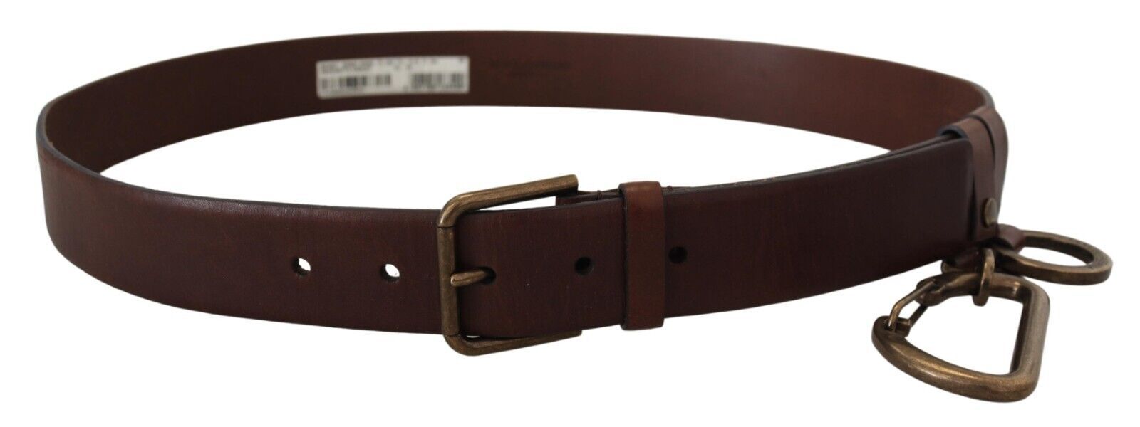 Dolce & Gabbana Brown Leather Gold Metal Buckle Carabiner Belt Dolce & Gabbana