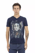Trussardi Action Blue Cotton Men's V-Neck T-Shirt