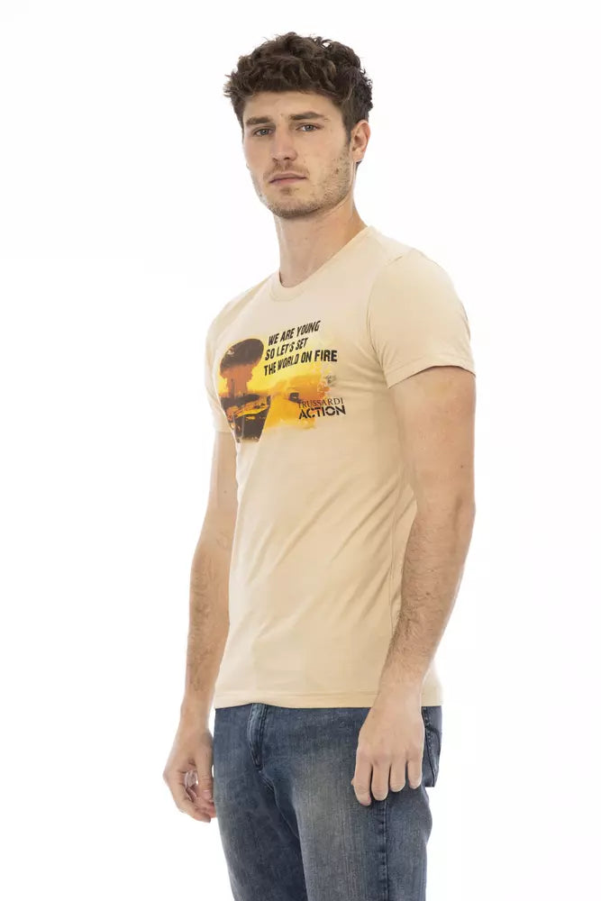 Trussardi Action Beige Cotton Men's T-Shirt Trussardi Action