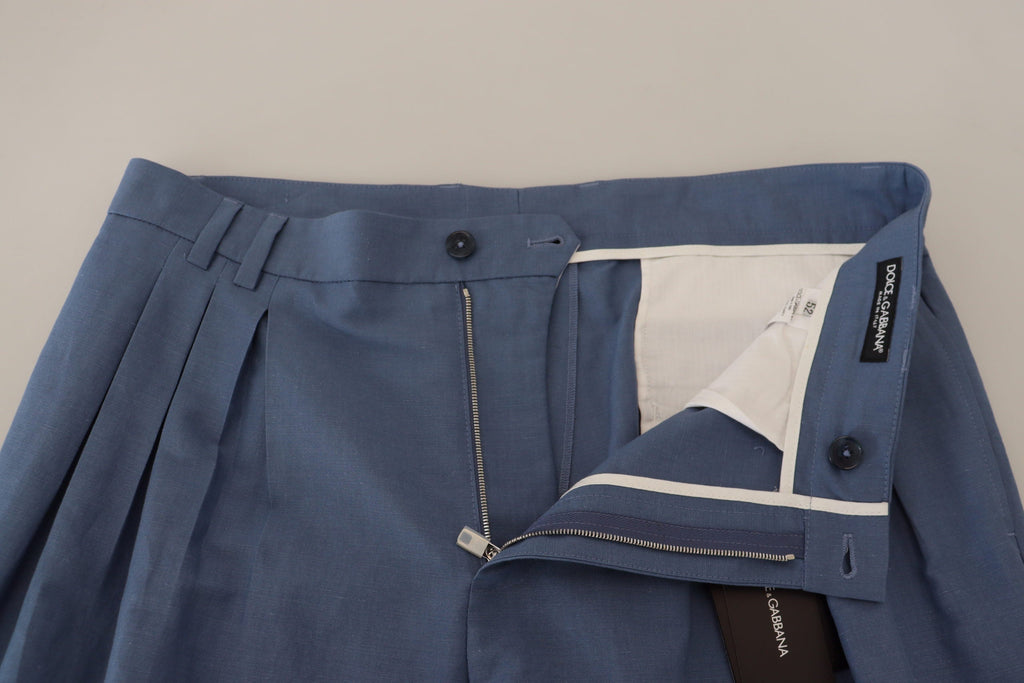 Dolce & Gabbana Blue Linen Chino Formal Pants