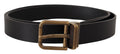 Dolce & Gabbana Black Leather Brass Metal Box Buckle Belt