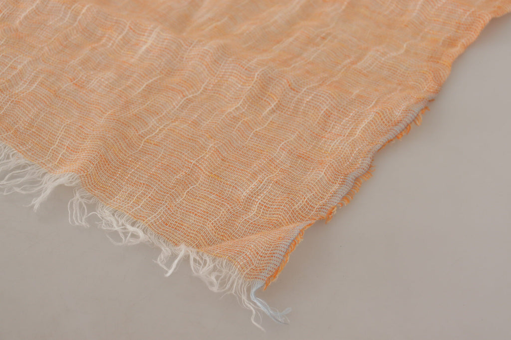 Malo Peach Linen Knitted Shawl Wrap Fringes Scarf