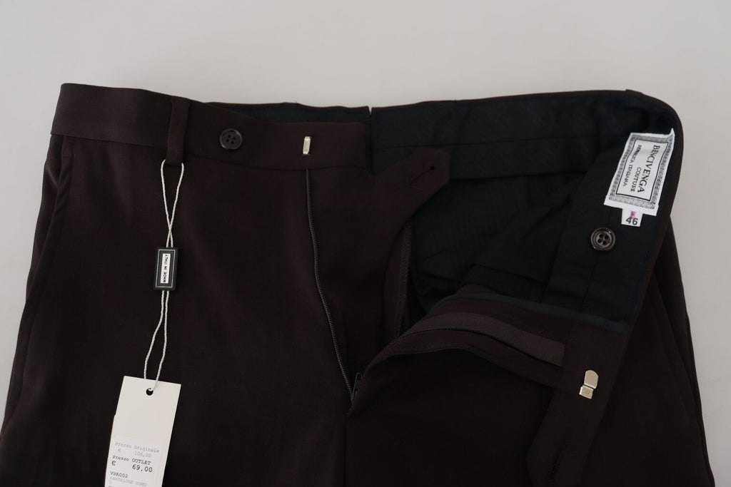 BENCIVENGA Brown Straight Fit Formal Men Pants