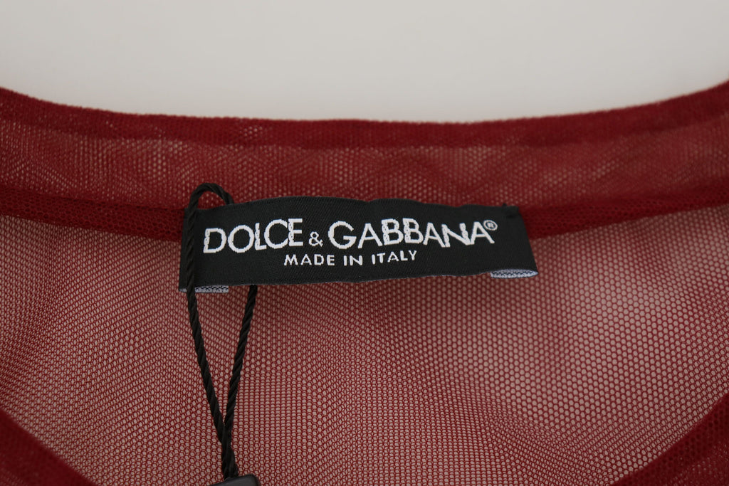 Dolce & Gabbana Maroon Nylon Two Layer Shift Mini Dress
