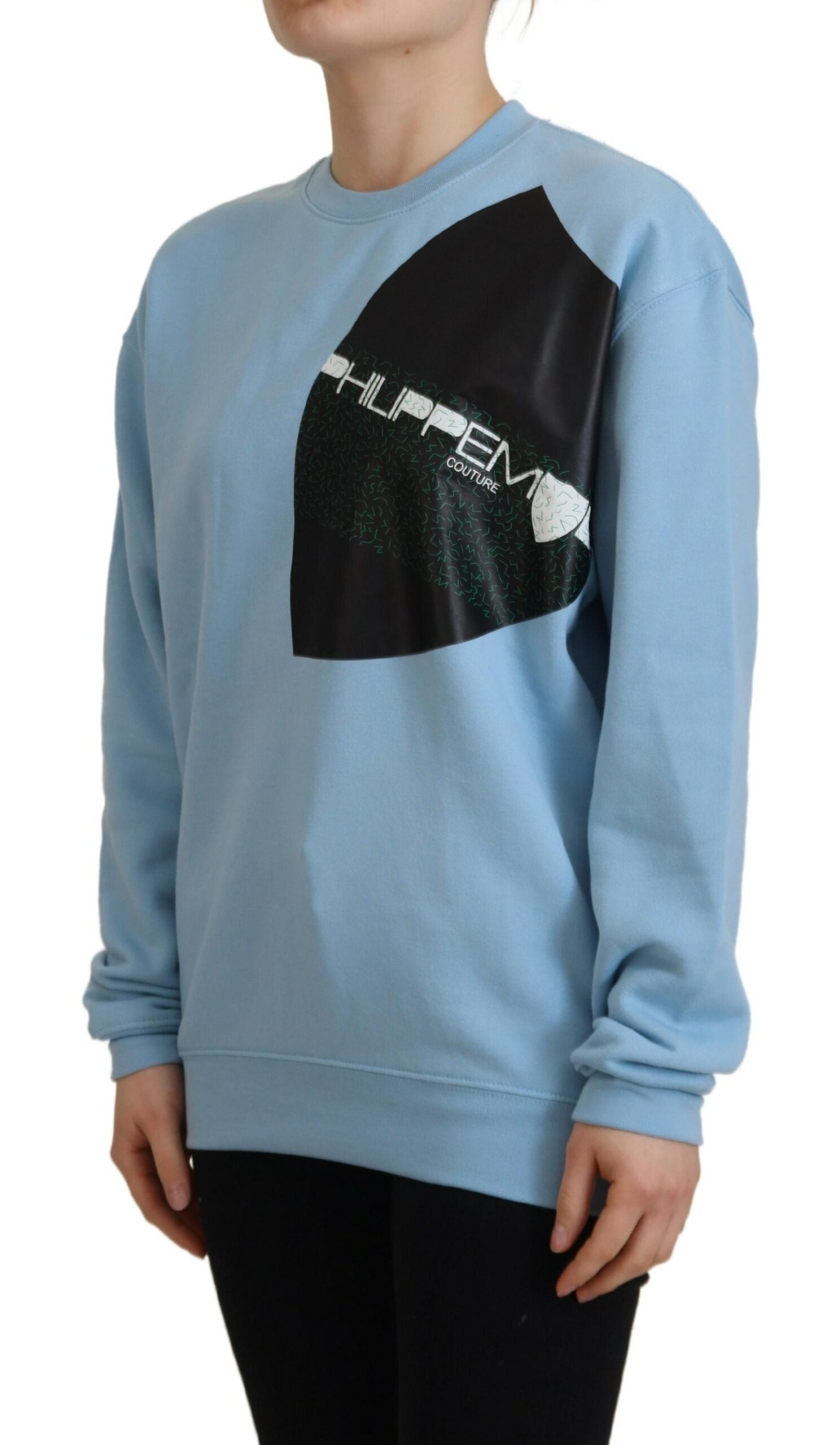 Philippe Model Light Blue Logo Printed Long Sleeves Sweater