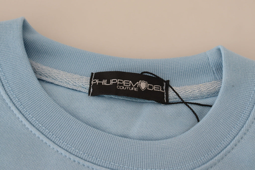 Philippe Model Light Blue Logo Printed Long Sleeves Sweater
