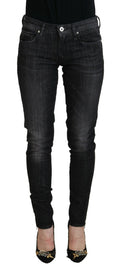 Fiorucci Black Cotton Low Waist Skinny Women Casual Jeans