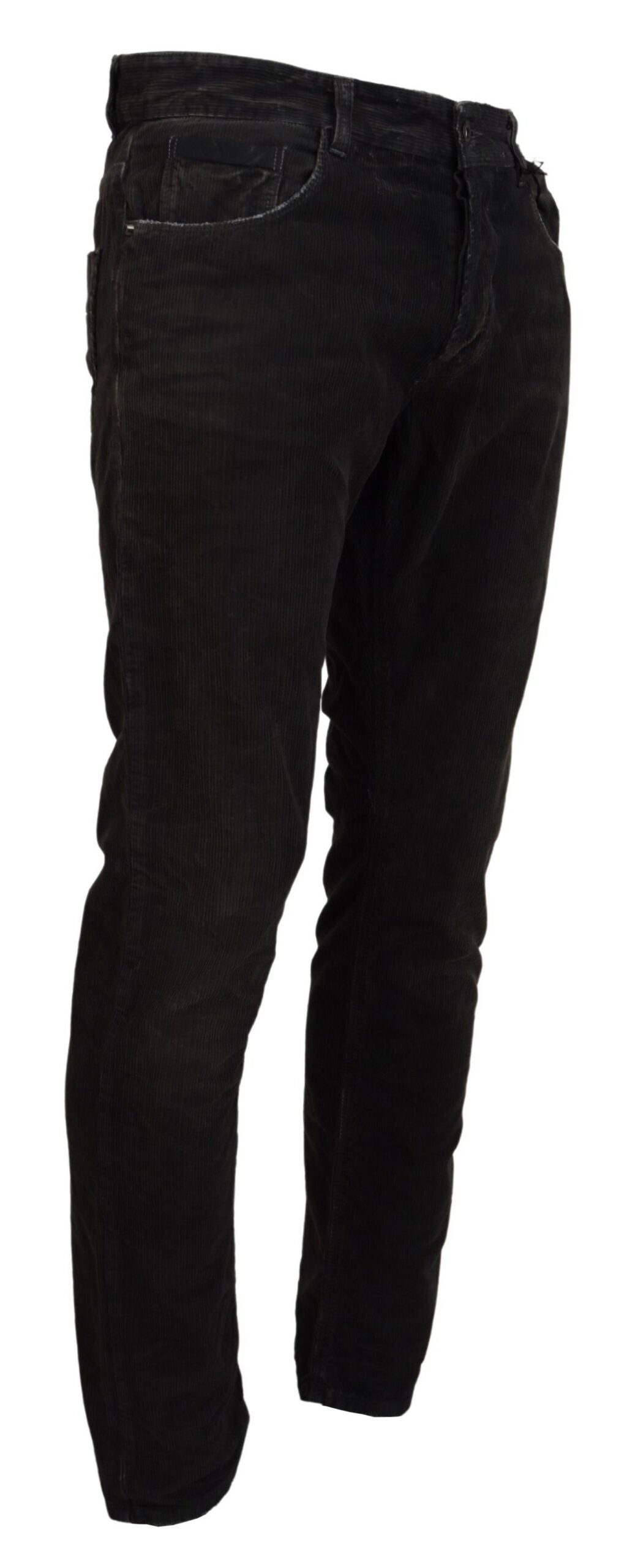 Costume National Gray Cotton Corduroy Men Casual Jeans