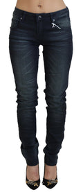 Acht Blue Washed Low Waist Slim Fit Cotton Denim Jeans