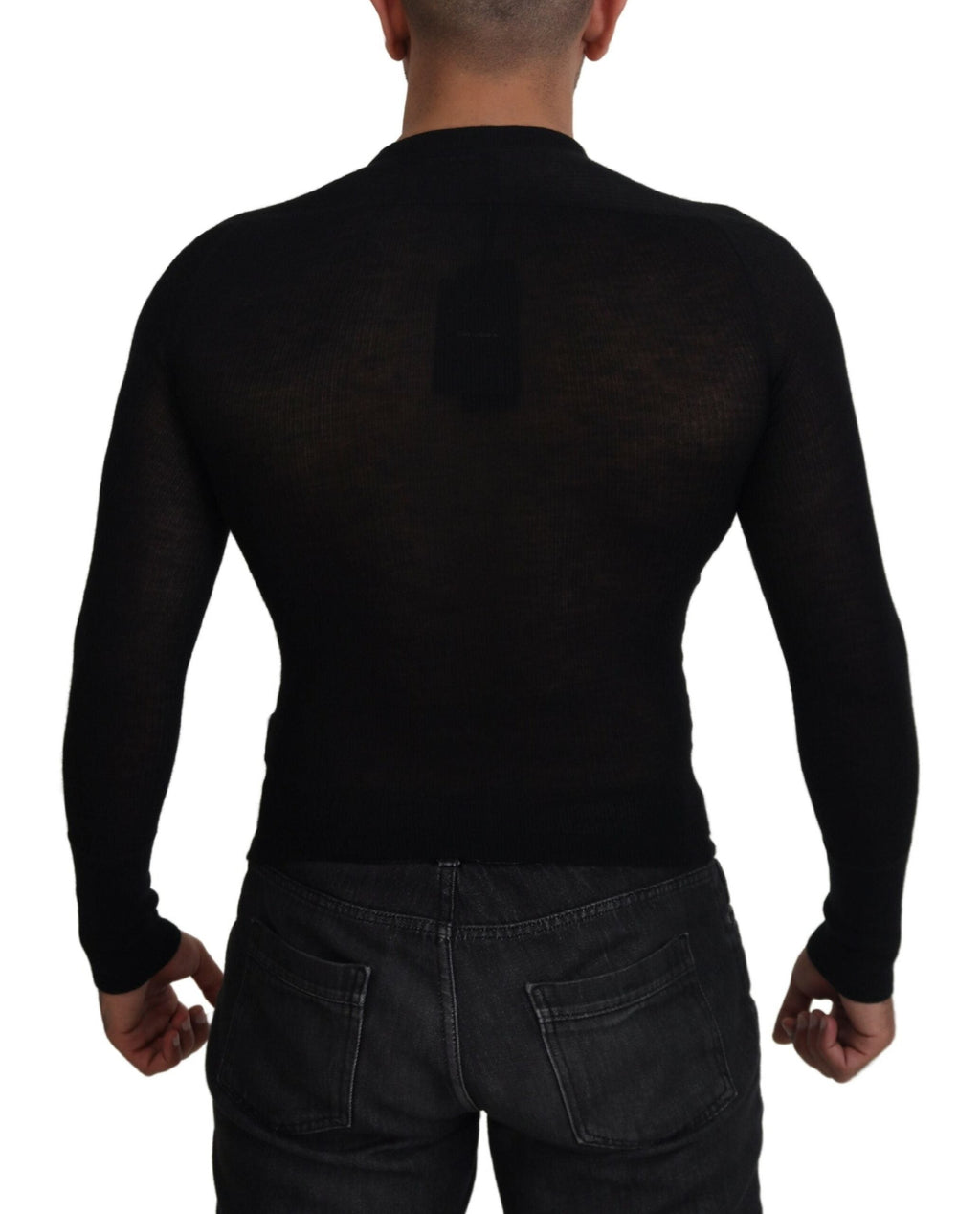 Dolce & Gabbana Black Cashmere Button Pullover Sweater