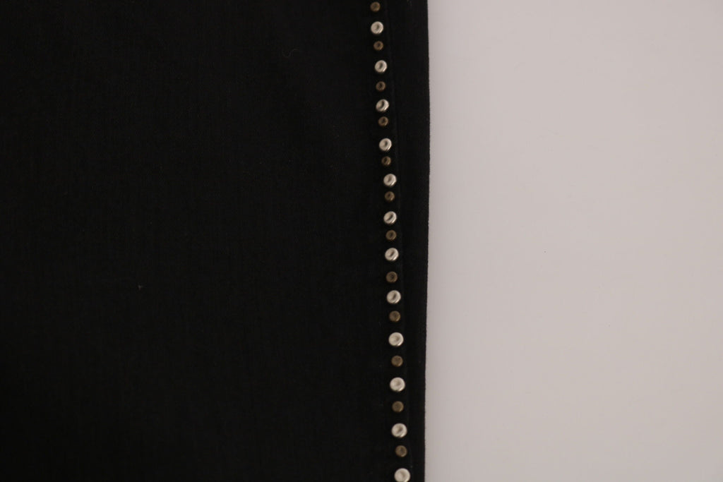 Costume National Black Embellished Mid Waist Skinny Denim Jeans