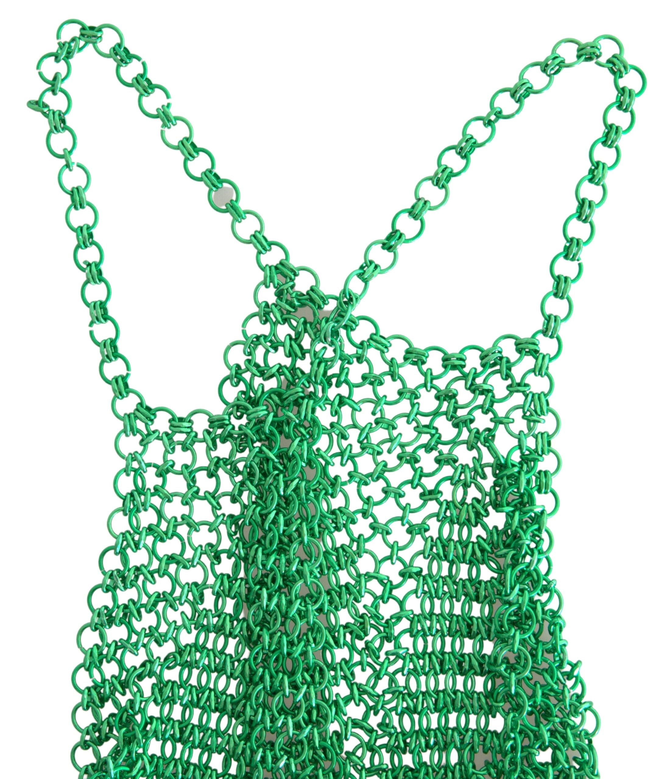 Dolce & Gabbana Green Aluminum Sleeveless Halter Cropped Tank Top