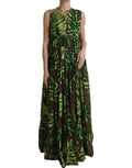 Dolce & Gabbana Green Banana Leaf Sleeveless Long Maxi Dress