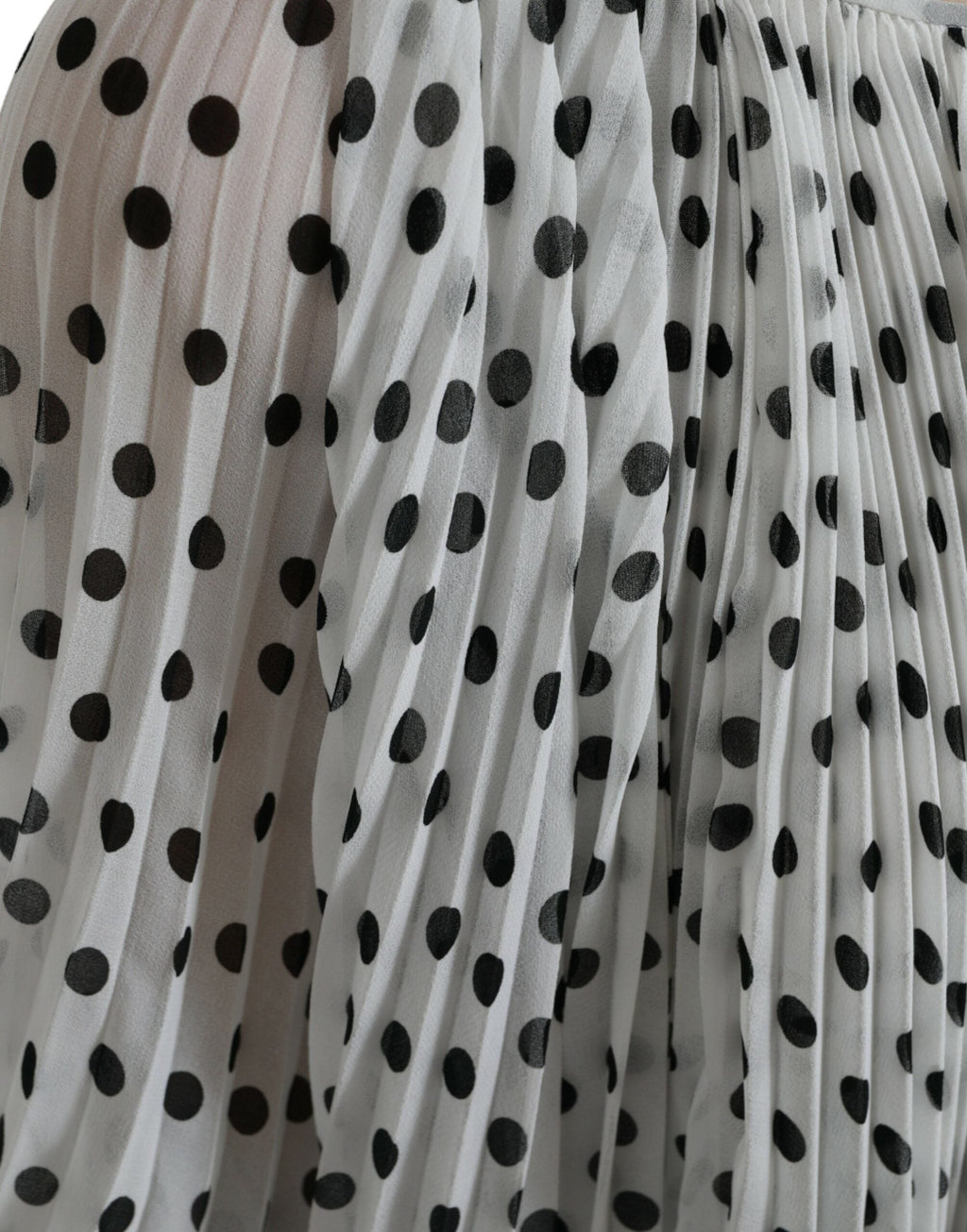 Dolce & Gabbana White Polka Dot A-line Pleated Maxi Dress