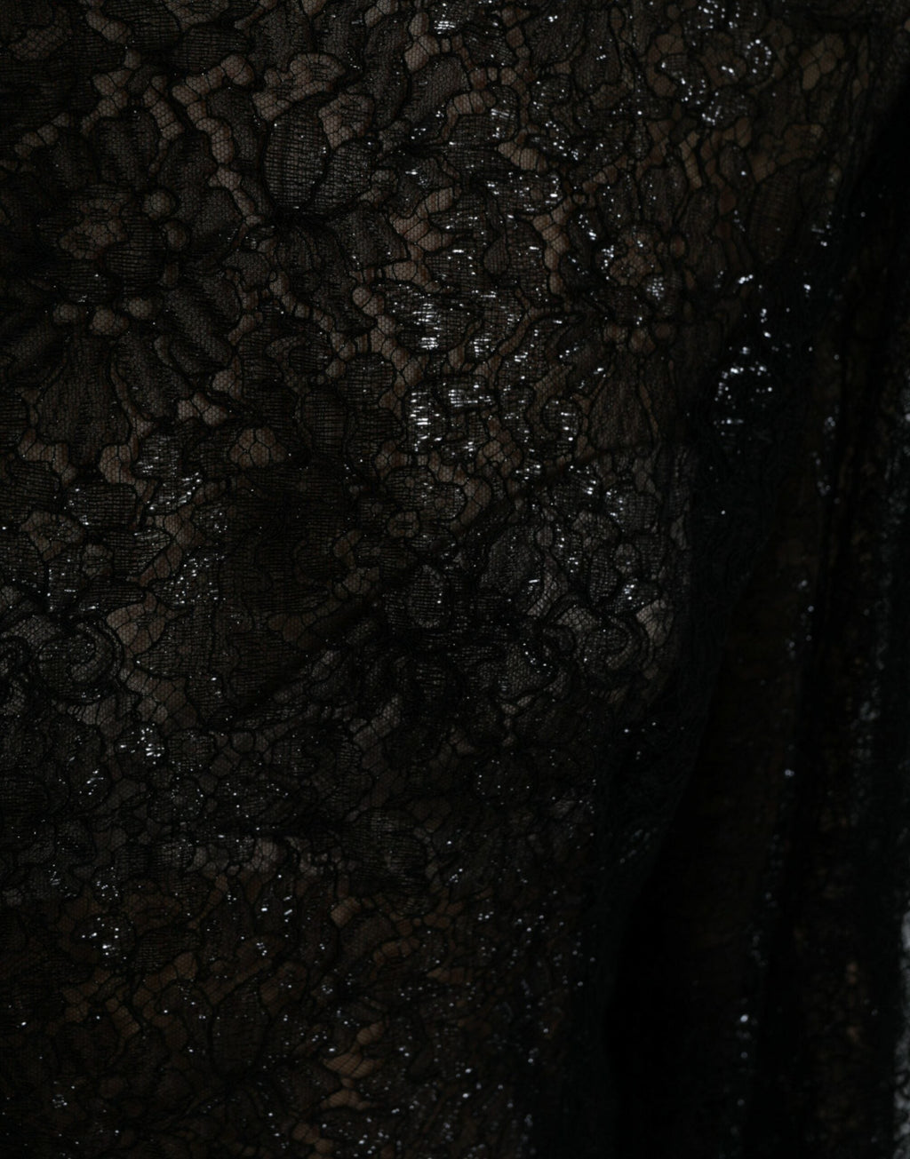 Dolce & Gabbana Black Floral Lace Sheer A-line Midi Dress