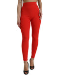 Dolce & Gabbana Red Nylon Stretch Slim Leggings Pants