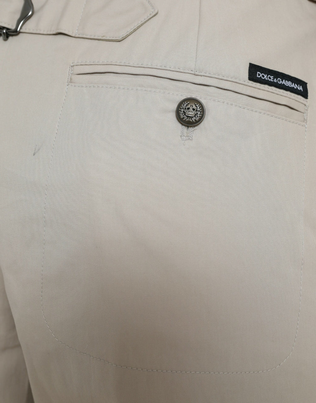 Dolce & Gabbana Beige Cotton High Waist Tapered Pants