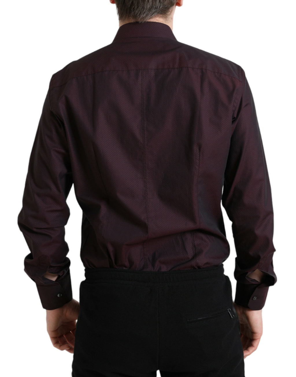 Dolce & Gabbana Maroon Jacquard Formal Dress MARTINI Shirt