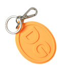 Dolce & Gabbana Orange Rubber DG Logo Silver Brass Metal Keyring Keychain
