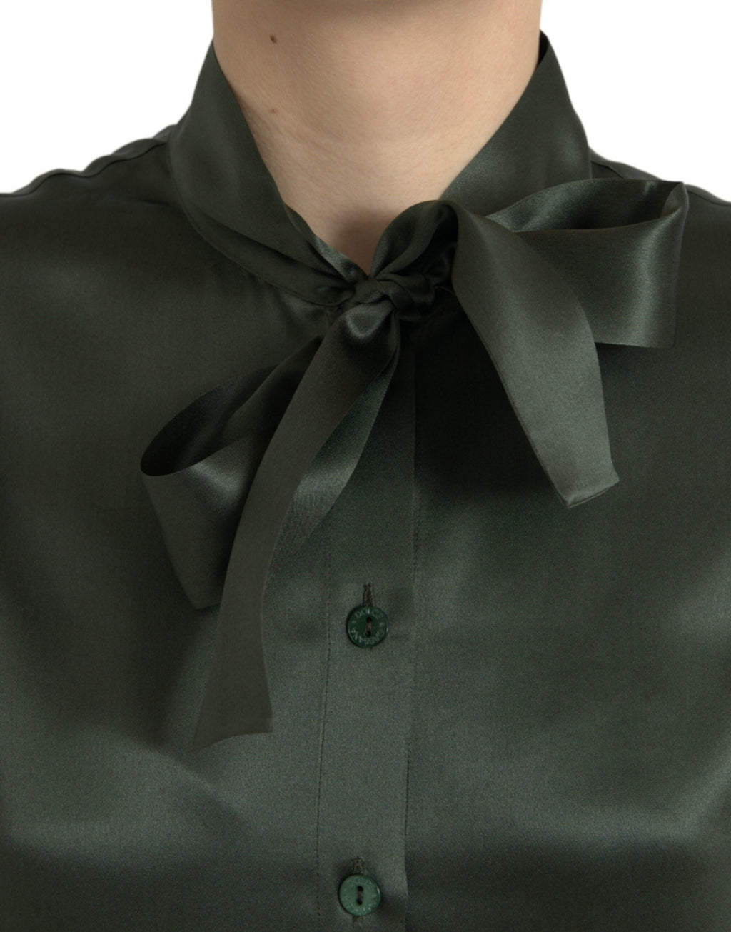 Dolce & Gabbana Gray Long Sleeves Ascot Collar Blouse Top