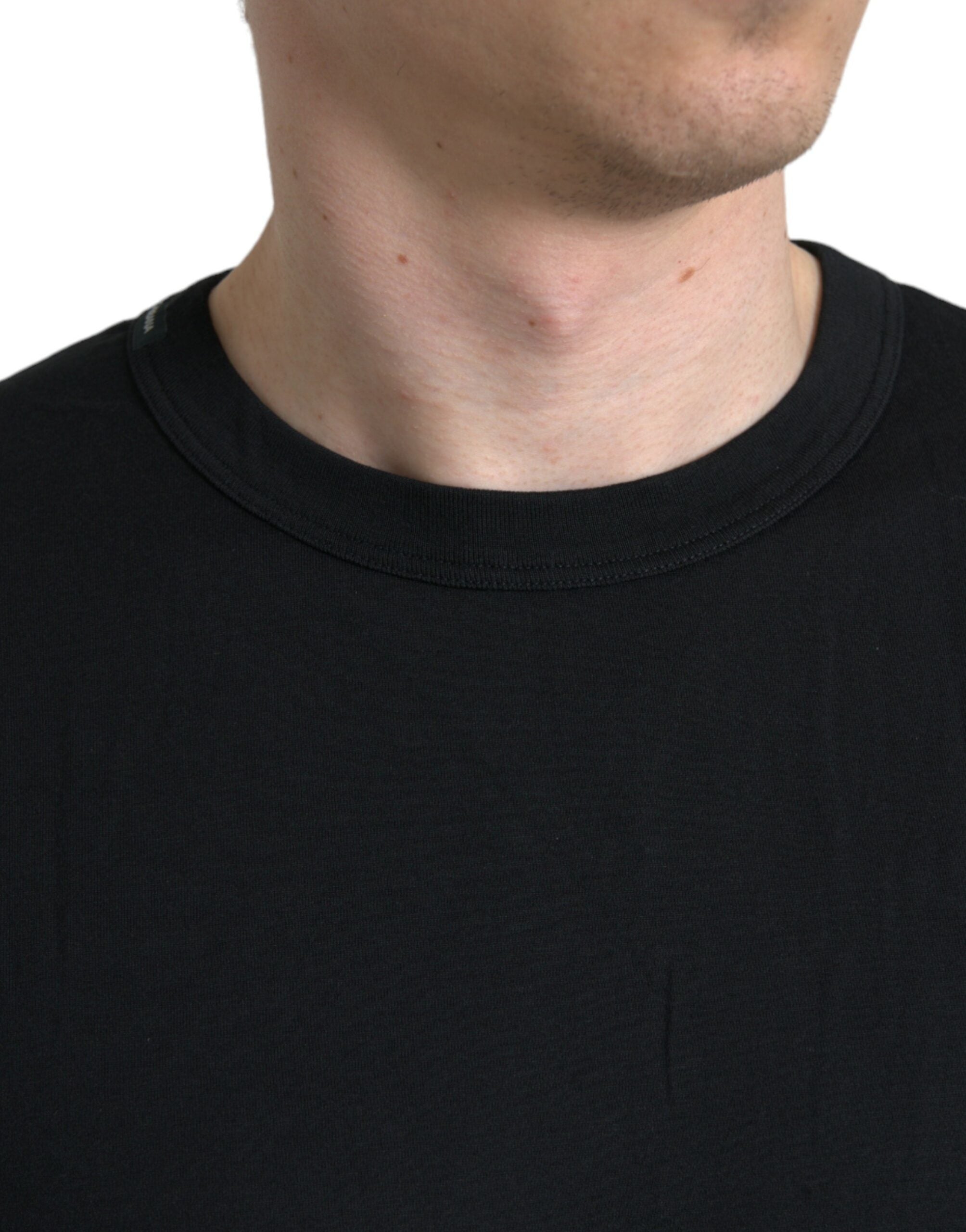 Dolce & Gabbana Black Logo Embossed Crew Neck Short Sleeves T-shirt