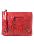 Balenciaga Red Exotic Skin Leather Classic Pouch Purse Wristlet Bag