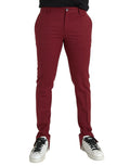 Dolce & Gabbana Red Wool Men Slim Fit Dress Pants