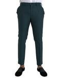 Dolce & Gabbana Green Wool Skinny Slim Dress Pants