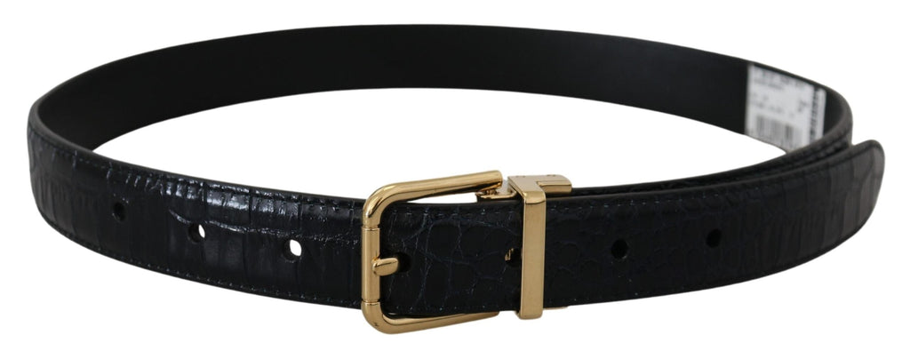 Dolce & Gabbana Blue Exotic Leather Gold Metal Buckle Belt