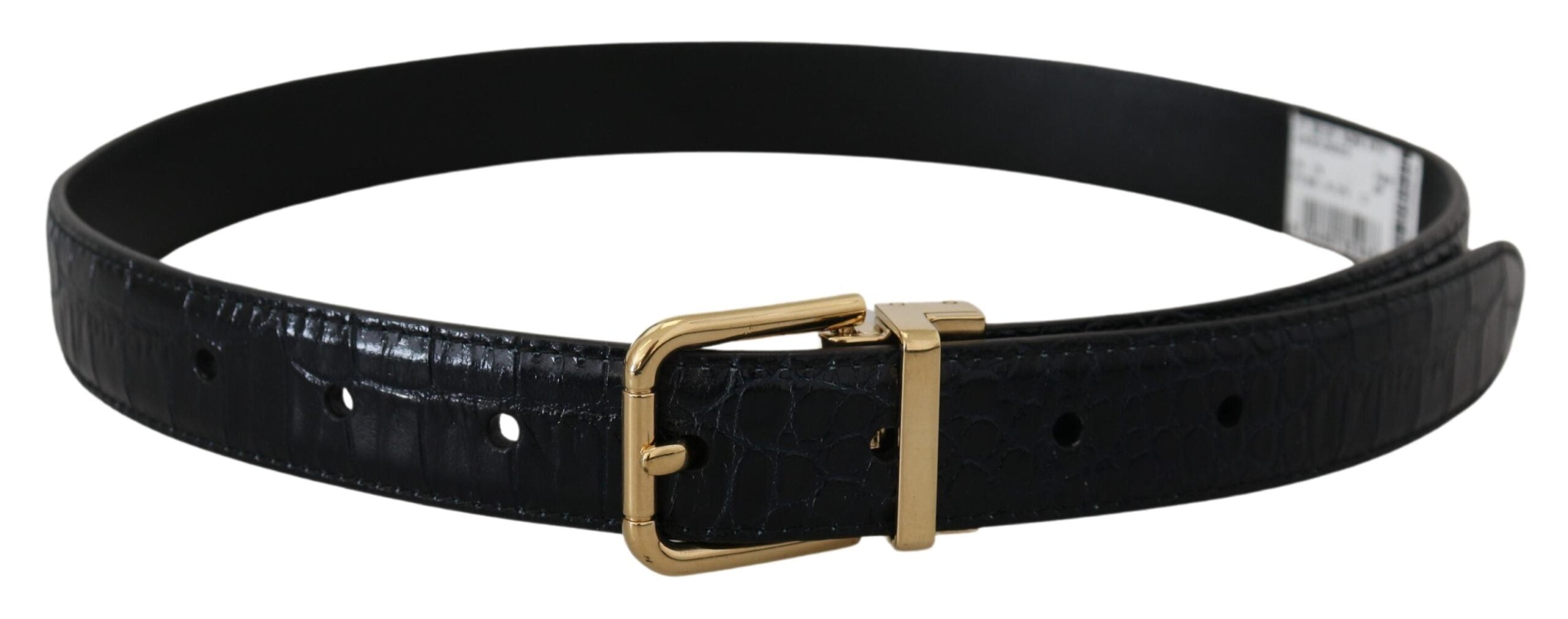 Dolce & Gabbana Blue Exotic Leather Gold Metal Buckle Belt