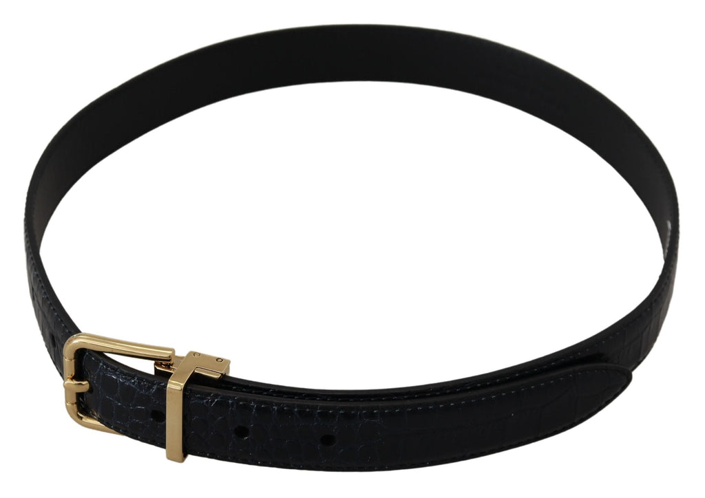 Dolce & Gabbana Blue Exotic Leather Gold Metal Buckle Belt