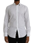 Dolce & Gabbana Black White Striped Formal Dress GOLD Shirt