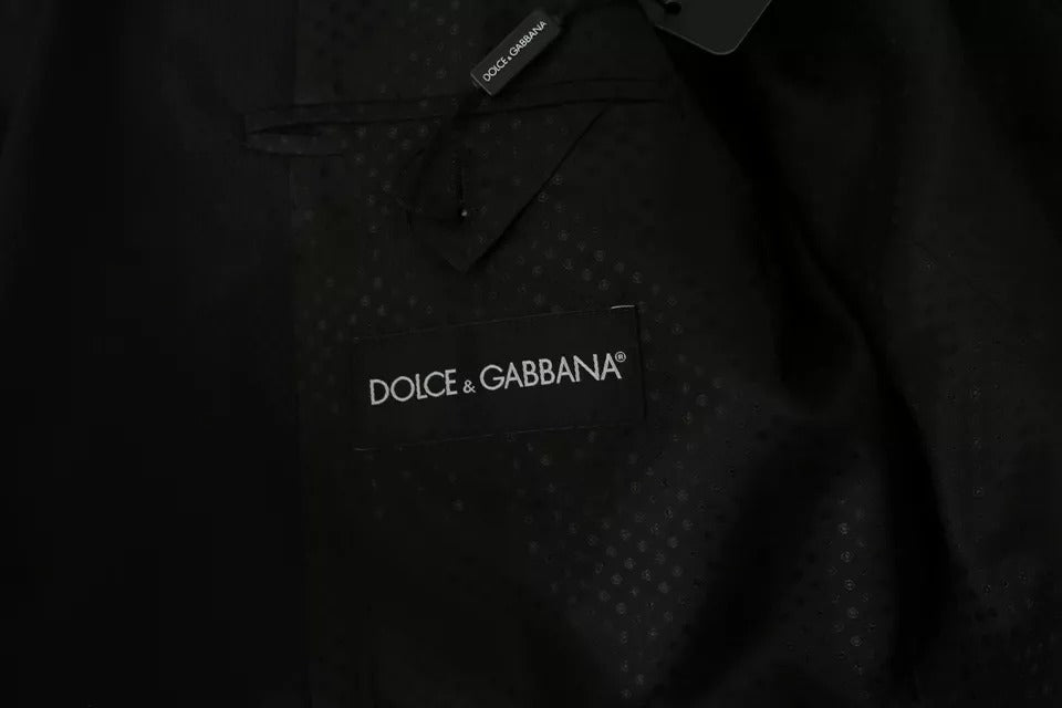 Dolce & Gabbana Black Wool Slim Fit Notch Jacket Blazer