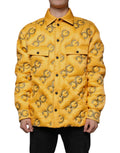 Dolce & Gabbana Yellow Logo Padded Buttoned Blouson Jacket