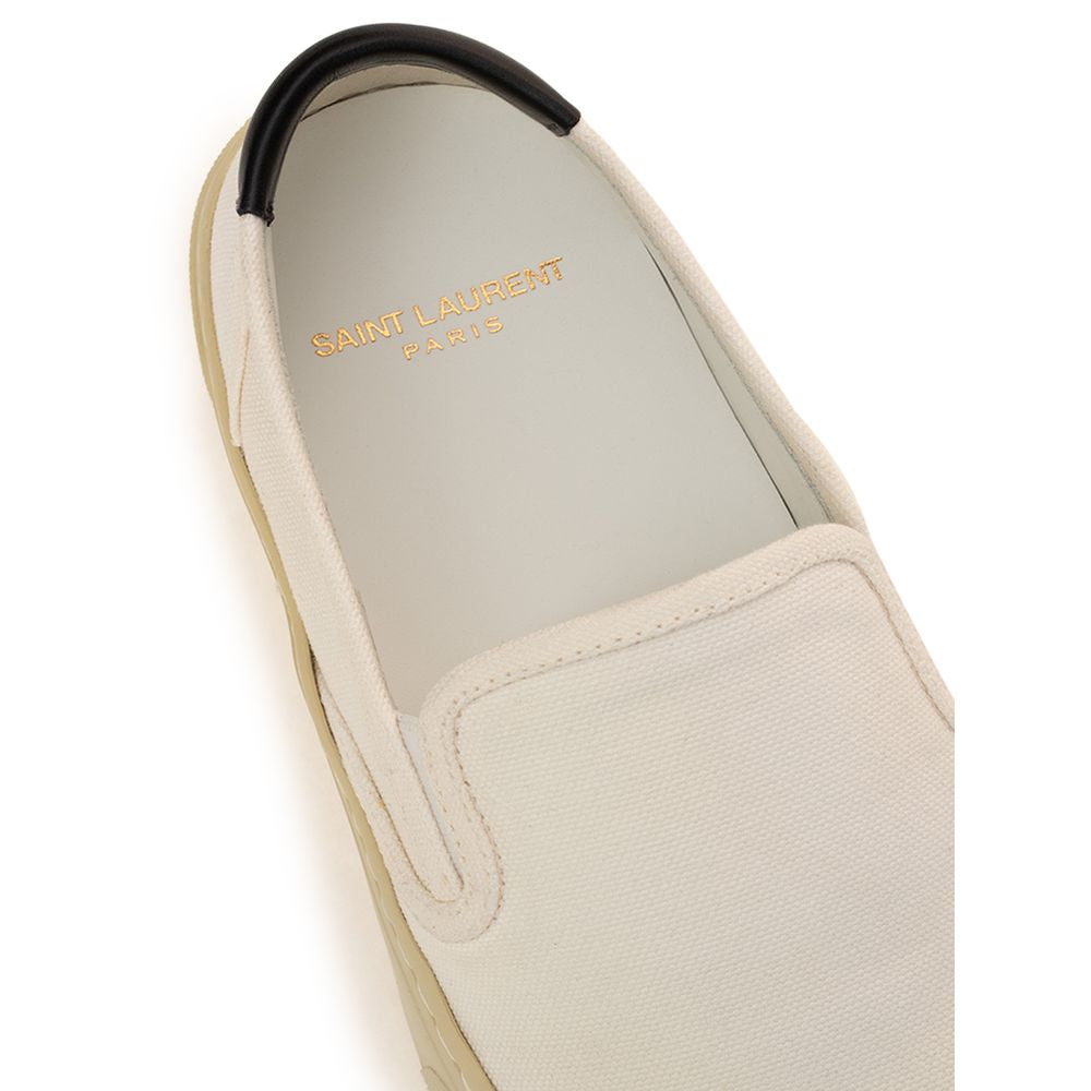Saint Laurent White Cotton Low Top Sneakers Saint Laurent
