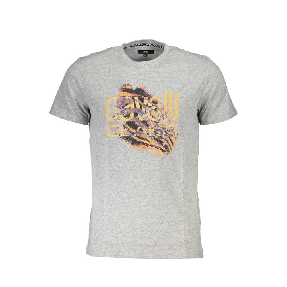 Cavalli Class Grigio Cotton Men T-Shirt Cavalli Class