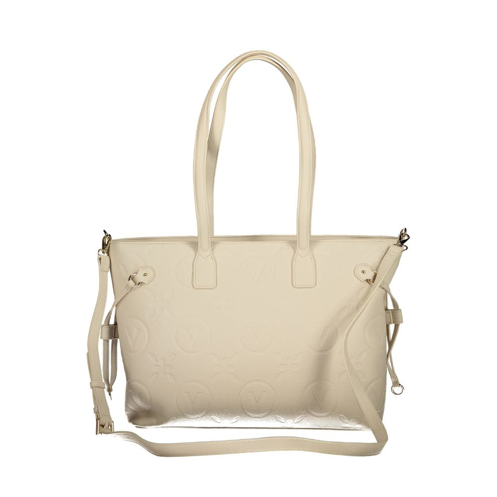 Mario Valentino Beige Polyurethane Women's Bag with Adjustable Straps