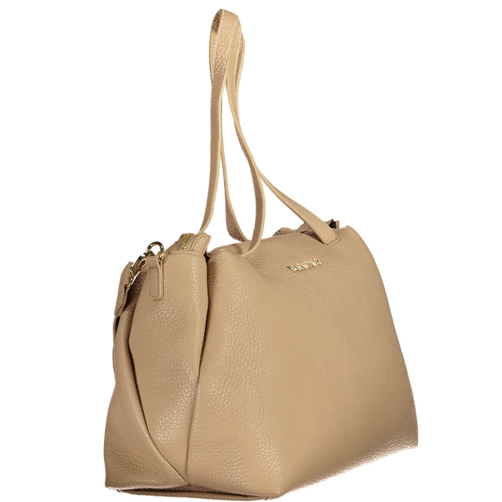 Mario Valentino Beige Polyurethane Women's Bag with Adjustable Shoulder Strap