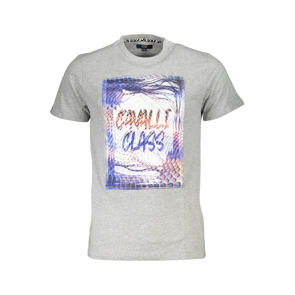 Cavalli Class Grigio Cotton Men T-Shirt Cavalli Class